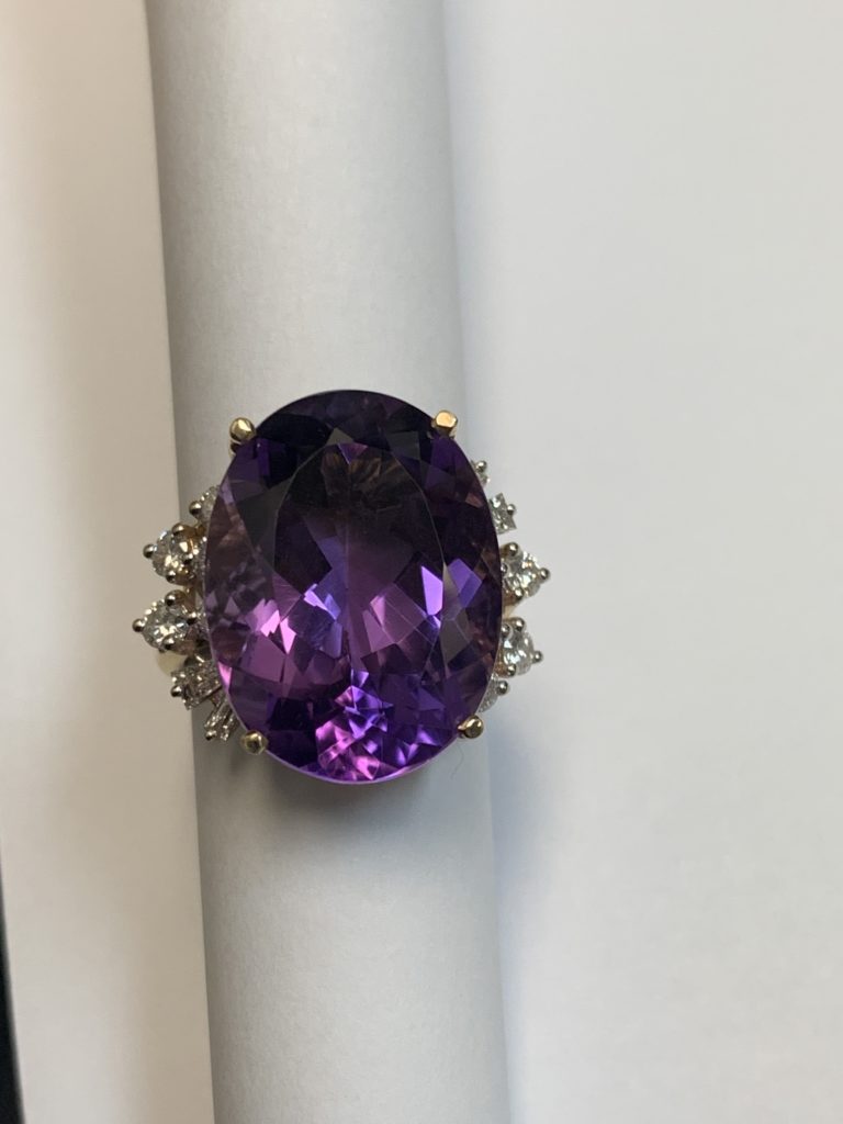 Amethyst Diamond Ring
